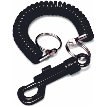 Key Ring Wrist Coil And Clip Keychain BLACK